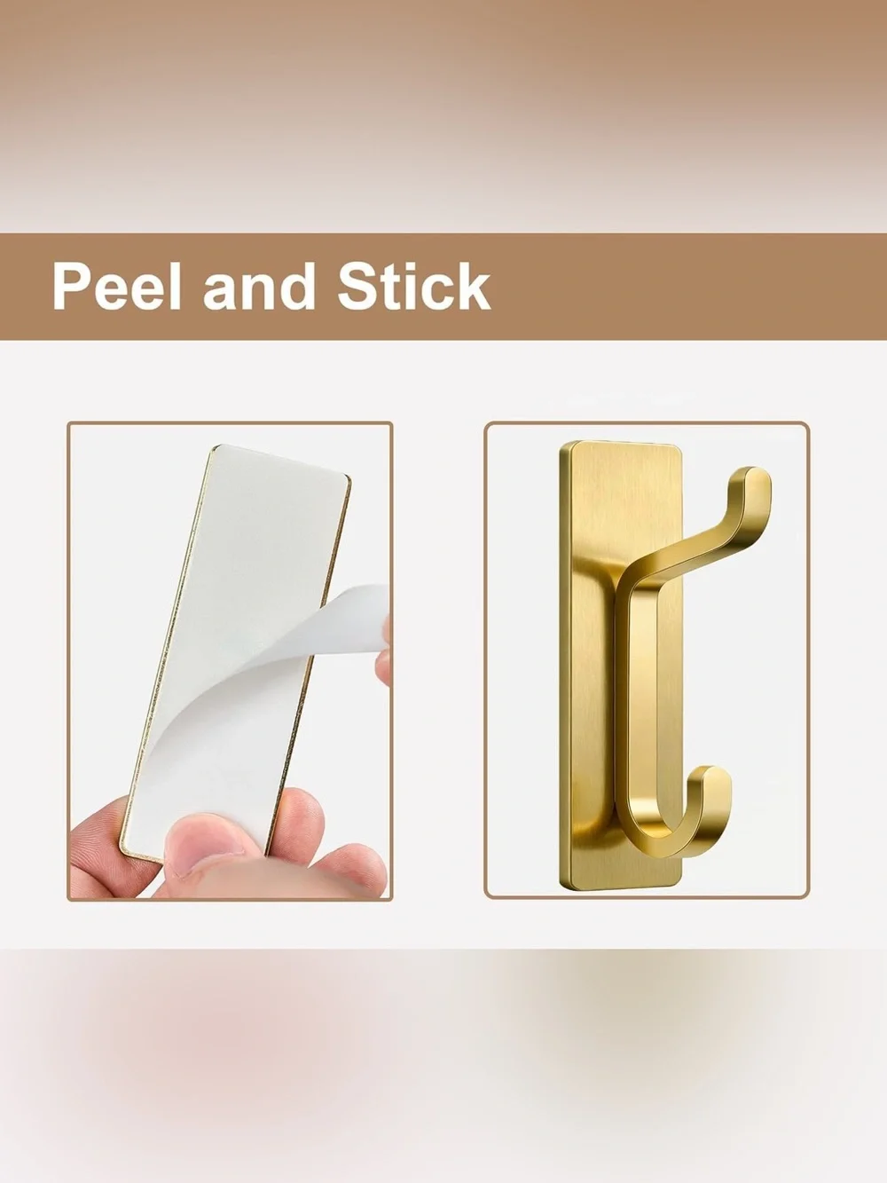 4 pack Brushed Gold Wall Hook Sleek Metal Coat & Towel Hanger Holds 13 lbs each